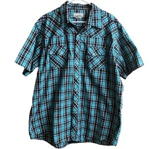 Wrangler Wrancher Shirts Western Pearl Snap Short Sleeve Button Down Size 2XL